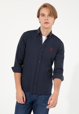 Erkek Lacivert Uzun Kollu Basic Gömlek - 50262534016