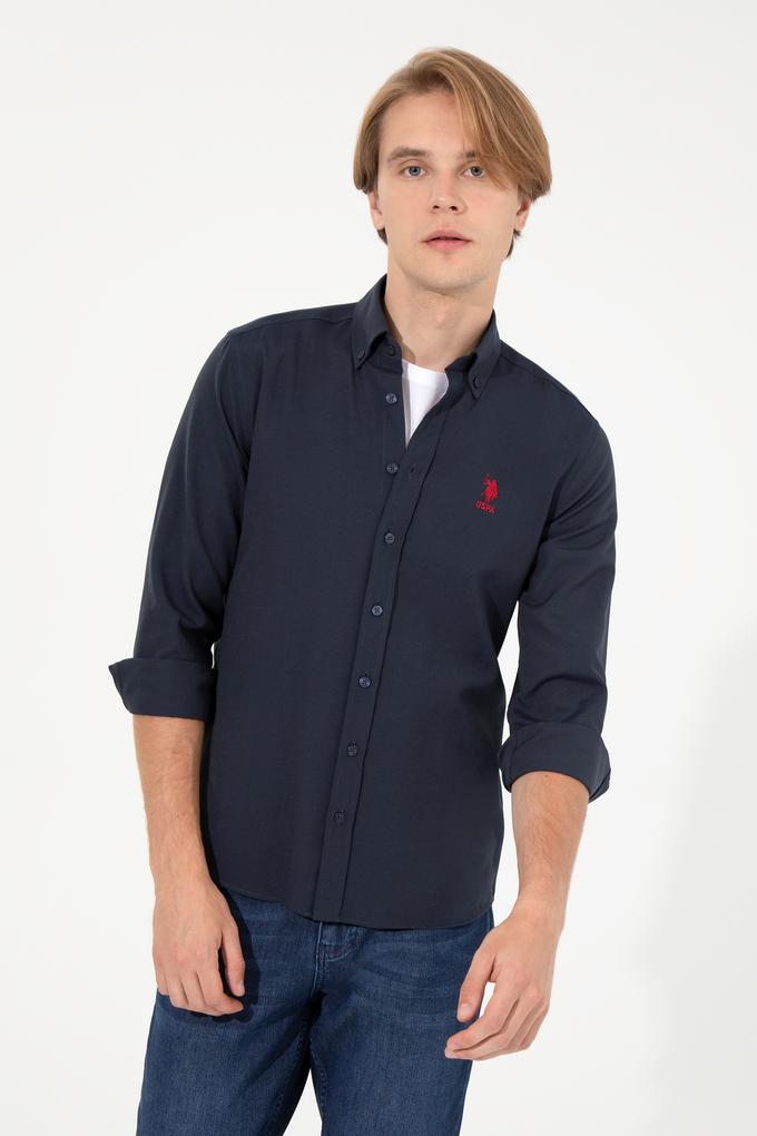 Erkek Lacivert Uzun Kollu Basic Gömlek