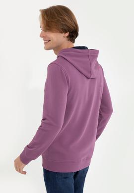 Erkek Menekşe Kapüşonlu Basic Sweatshirt - 50257173071