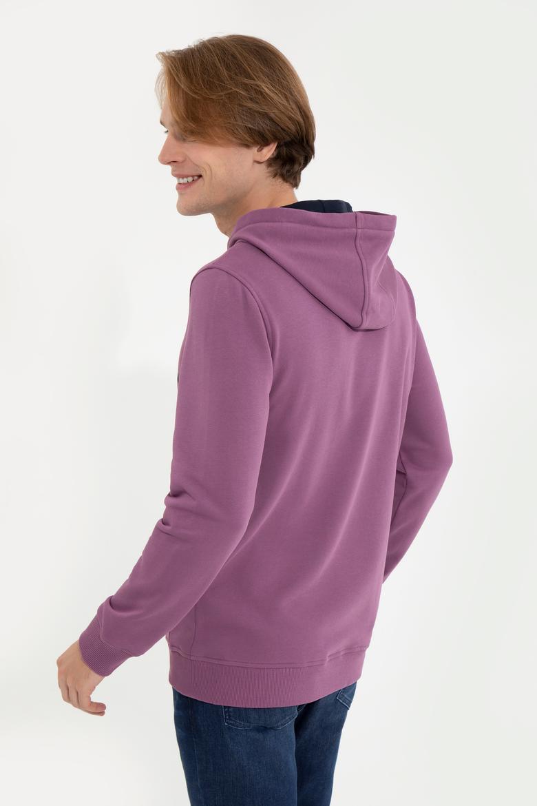 Erkek Menekşe Kapüşonlu Basic Sweatshirt - 50257173071