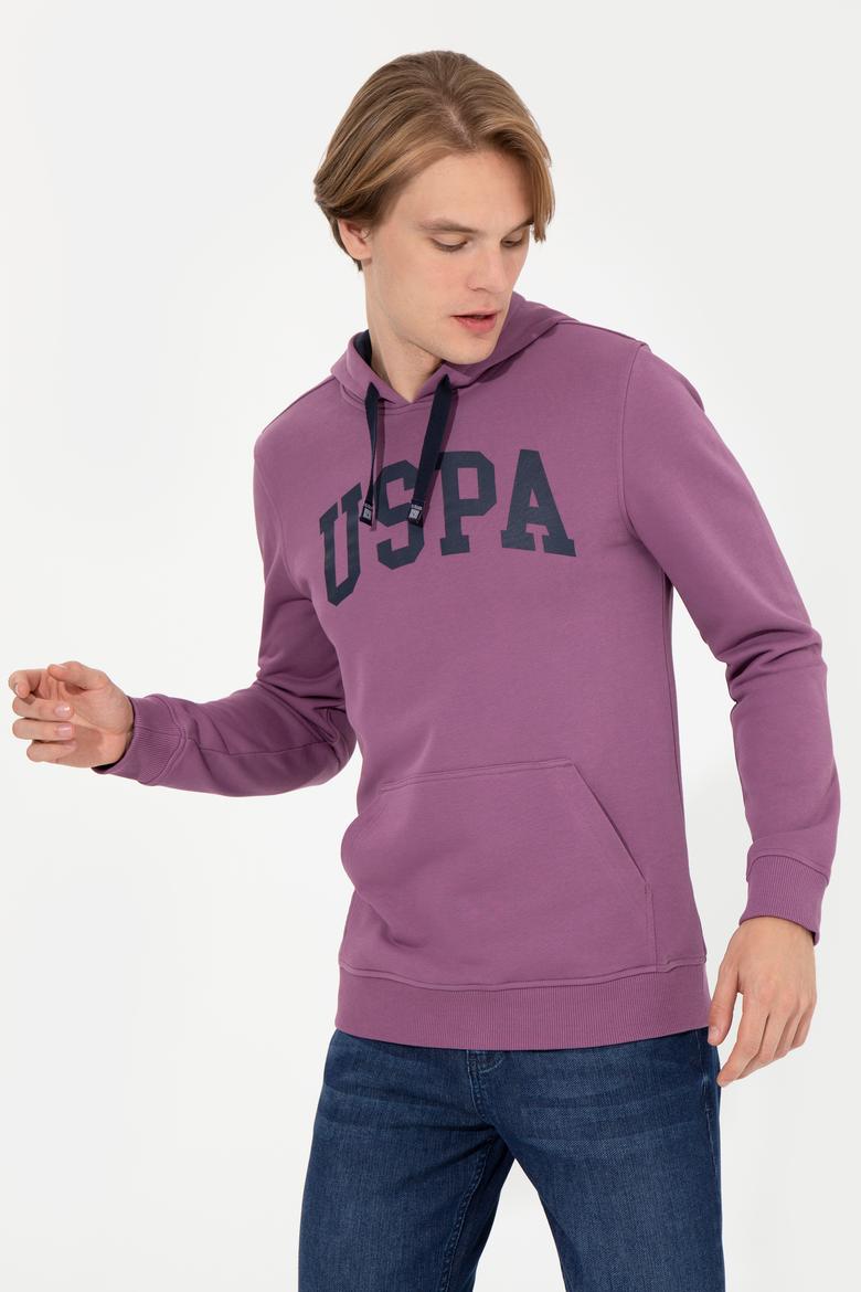 Erkek Menekşe Kapüşonlu Basic Sweatshirt - 50257173071
