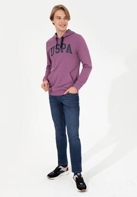 Erkek Menekşe Kapüşonlu Basic Sweatshirt - 50257173071