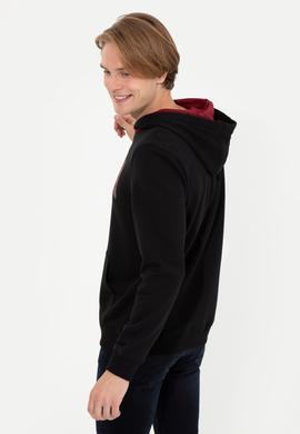 Erkek Siyah Kapüşonlu Basic Sweatshirt - 50257173091