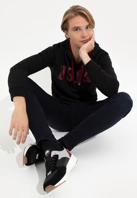 Erkek Siyah Kapüşonlu Basic Sweatshirt - 50257173091