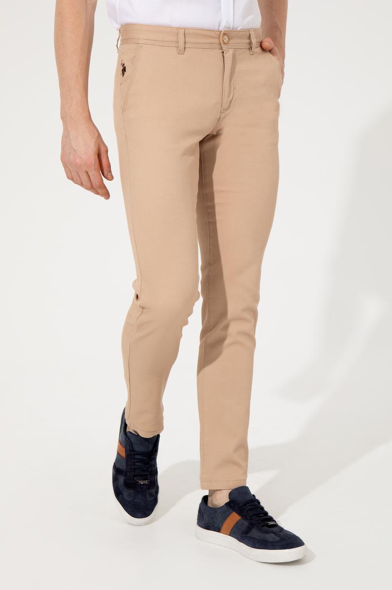 Erkek Slim Fit Kum Kanvas Pantolon