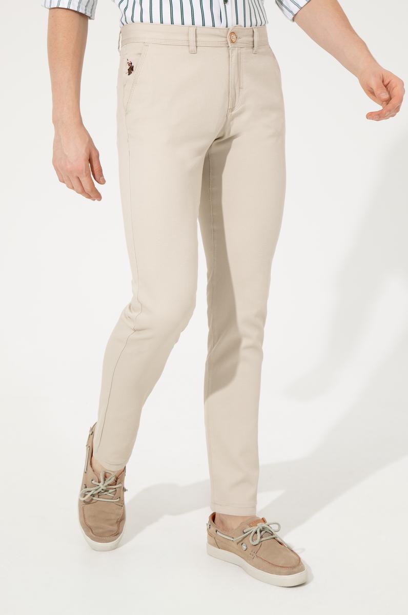 Erkek Slim Fit Taş Kanvas Pantolon