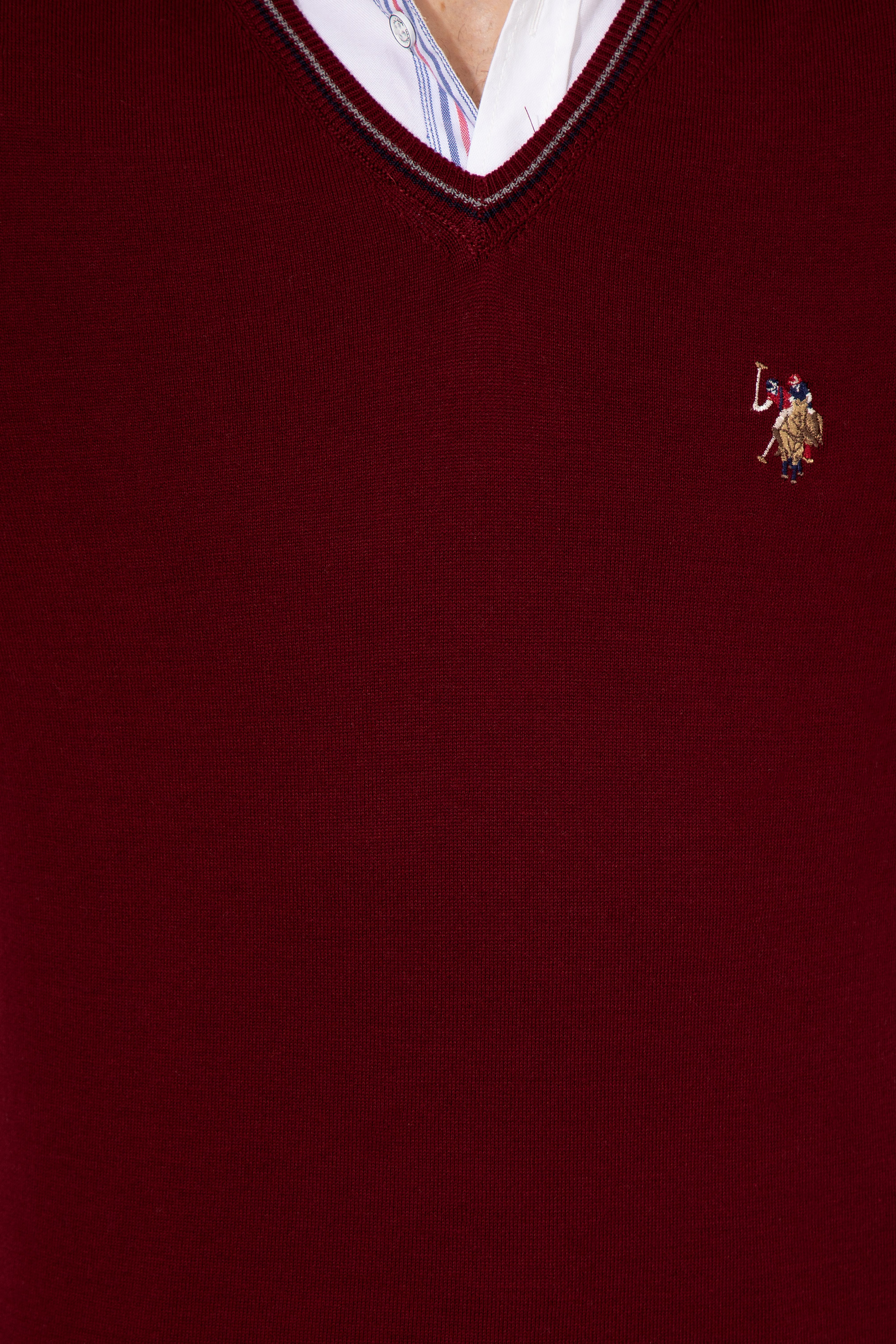 Erkek Bordo V Yaka Basic Triko Kazak - Image 6