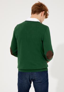 Erkek Yeşil V Yaka Basic Triko Kazak - 50251886062