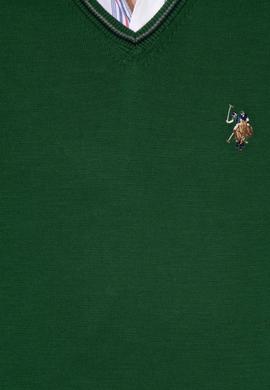 Erkek Yeşil V Yaka Basic Triko Kazak - 50251886062