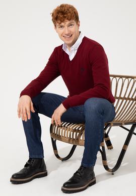 Erkek Bordo Basic Kazak - 50253445036