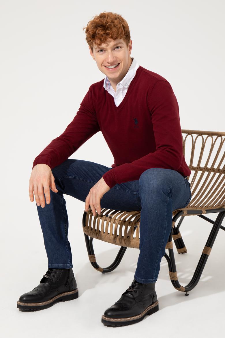 Erkek Bordo Basic Kazak - 50253445036