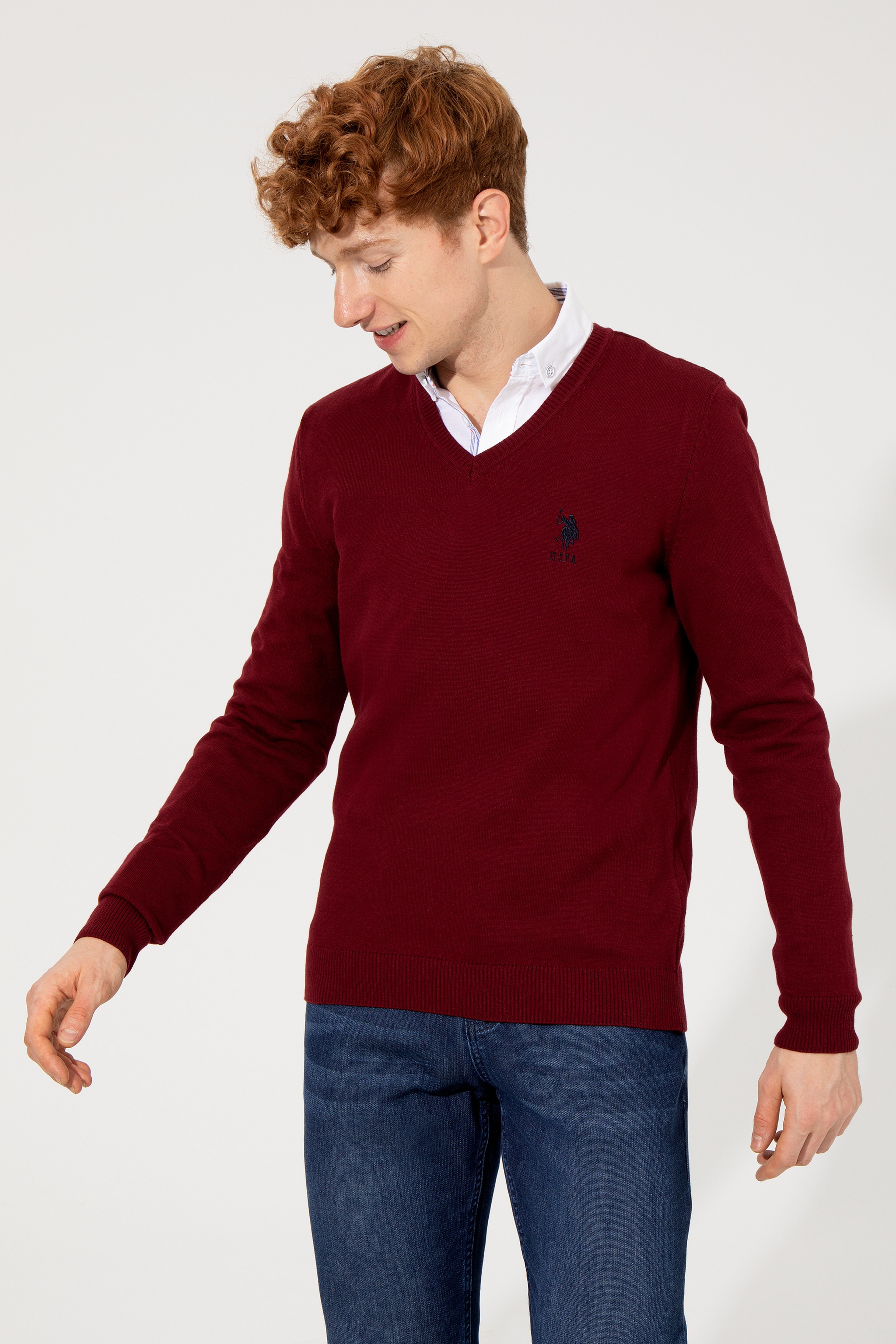 Erkek Bordo Basic Kazak
