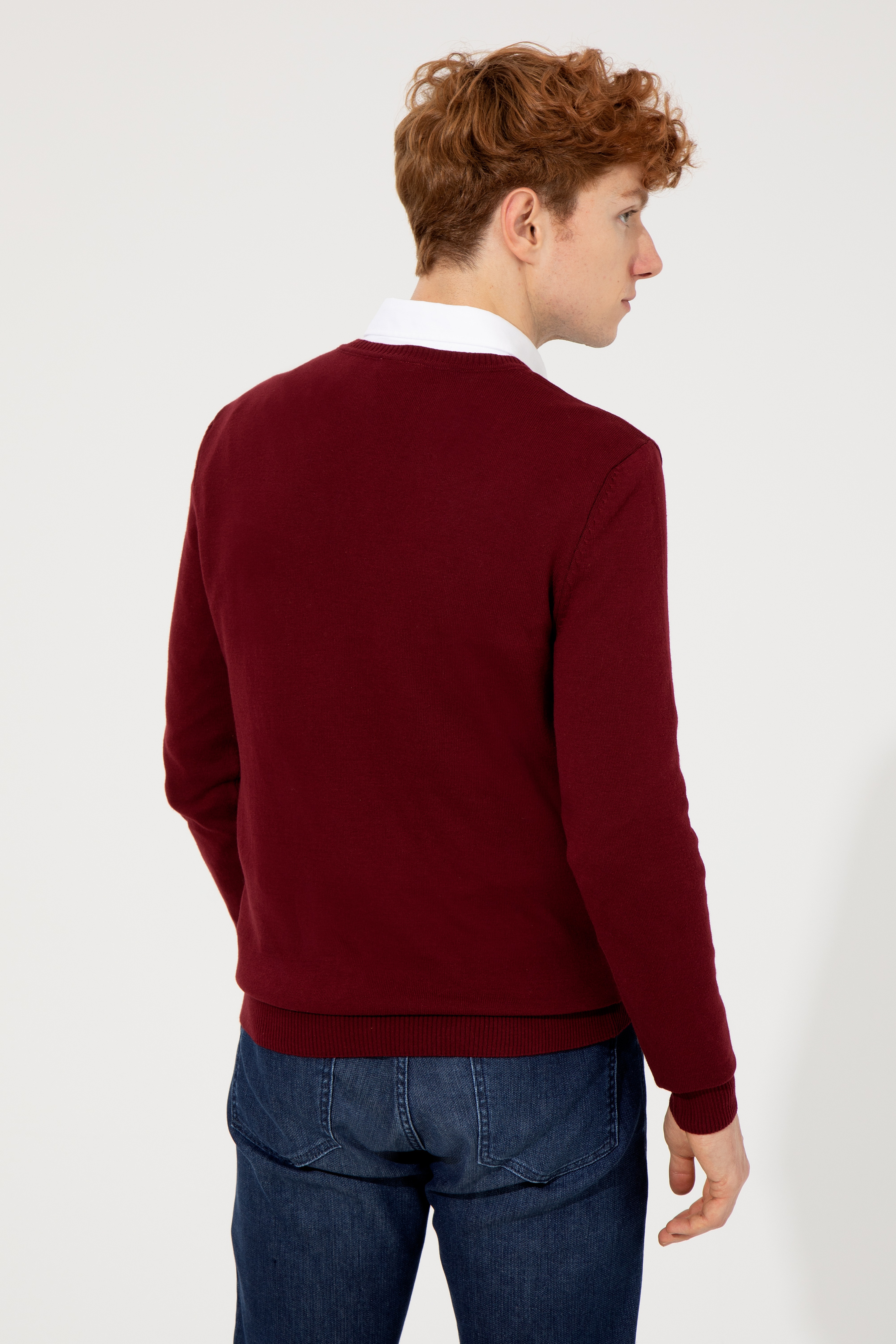 Erkek Bordo Basic Kazak - Image 5