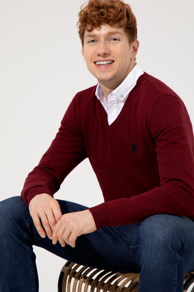 Erkek Bordo Basic Kazak