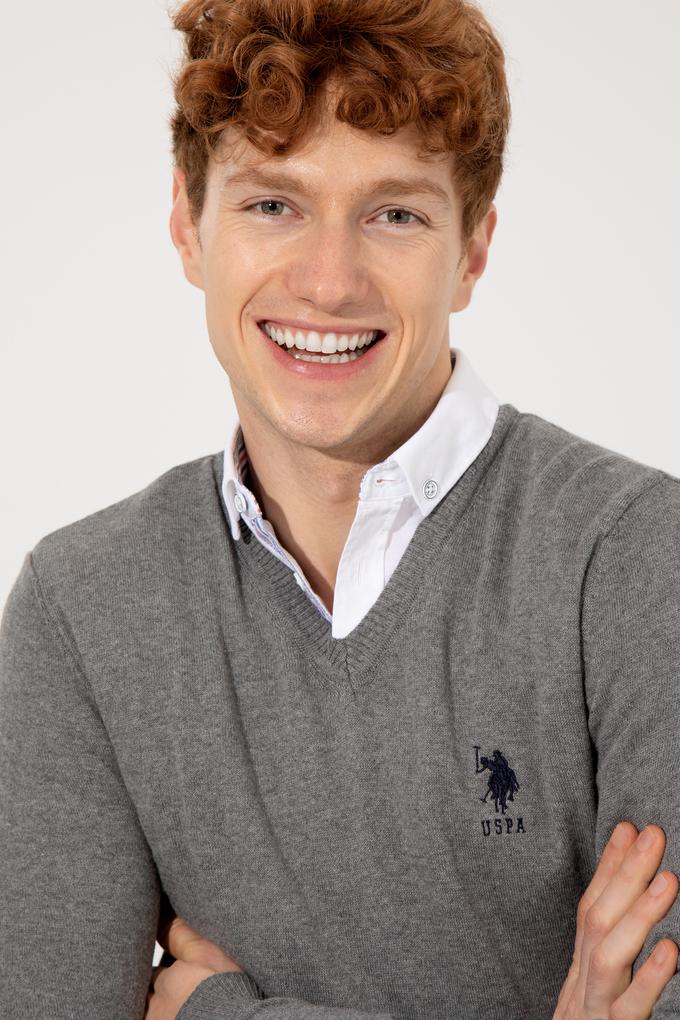 Erkek Gri Melanj Basic Kazak