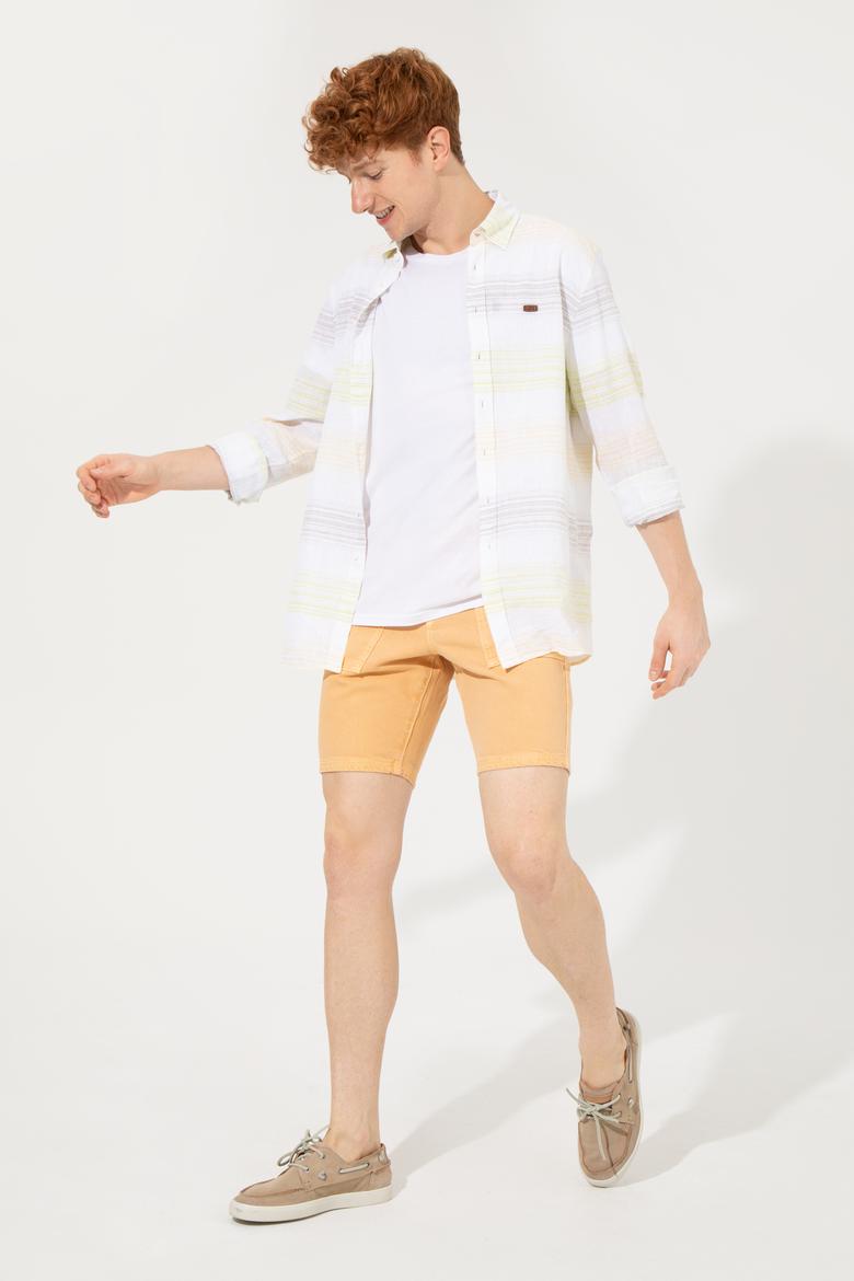 Erkek Turuncu Jean Şort