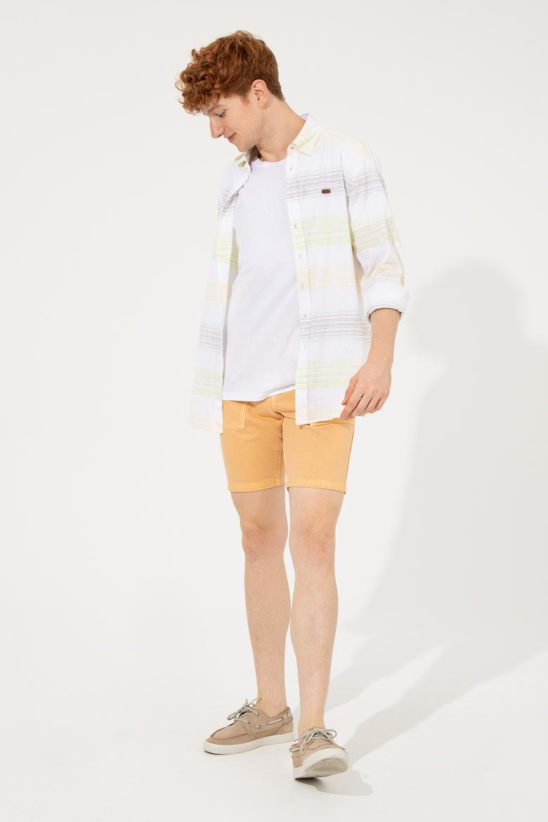 Erkek Turuncu Jean Şort - 50249362002