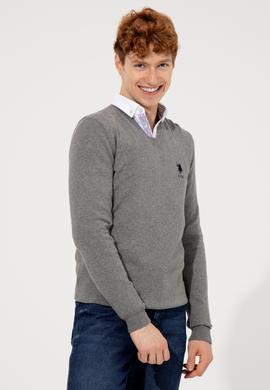 Erkek Gri Melanj Basic Kazak - 50253445025