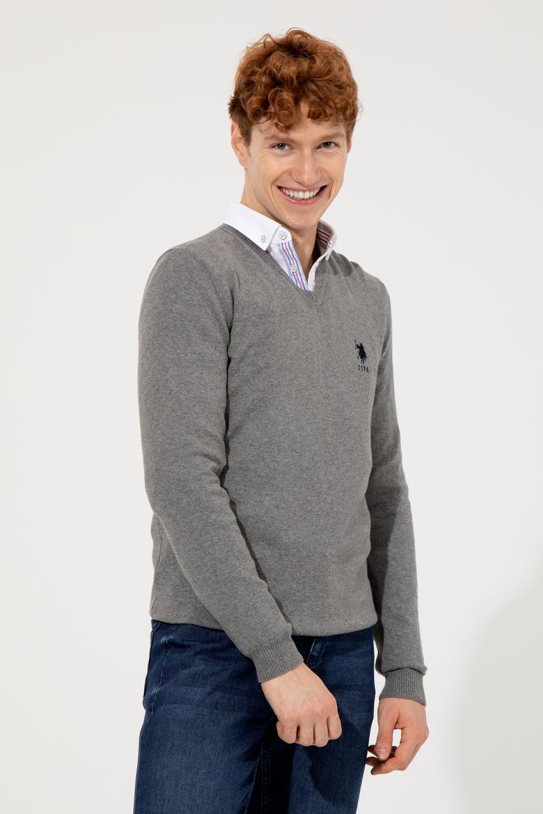 Erkek Gri Melanj Basic Kazak - 50253445025