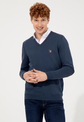 Erkek İndigo Basic Kazak - 50251886050