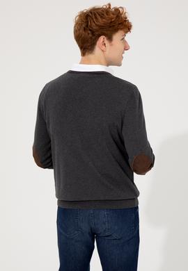 Erkek Antrasit V Yaka Basic Triko Kazak - 50251886026