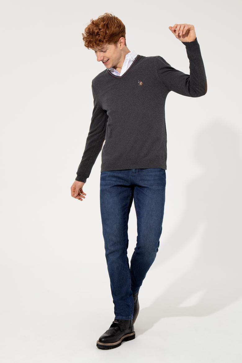 Erkek Antrasit V Yaka Basic Triko Kazak - 50251886026