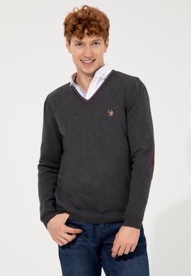 Erkek Antrasit V Yaka Basic Triko Kazak - 50251886026