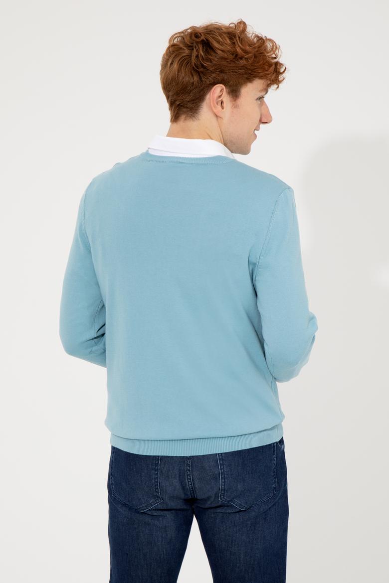 Erkek Mavi Basic Kazak - 50251877154