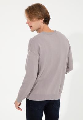 Erkek Vizon Bisiklet Yaka Triko Kazak - 50258306026