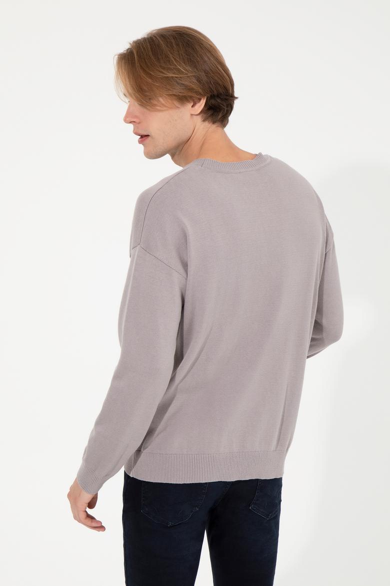 Erkek Vizon Bisiklet Yaka Triko Kazak - 50258306026