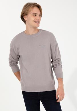 Erkek Vizon Bisiklet Yaka Triko Kazak - 50258306026