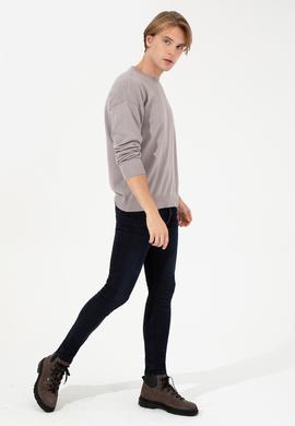 Erkek Vizon Bisiklet Yaka Triko Kazak - 50258306026