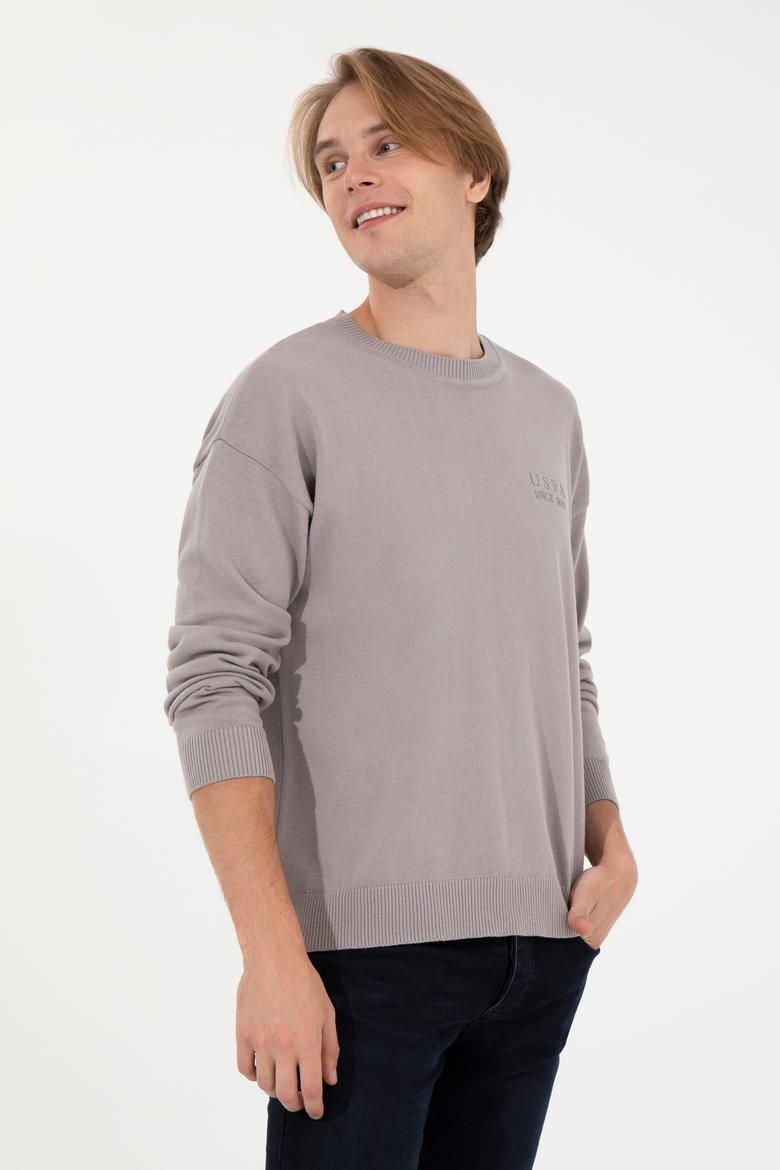 Erkek Vizon Bisiklet Yaka Triko Kazak - 50258306026