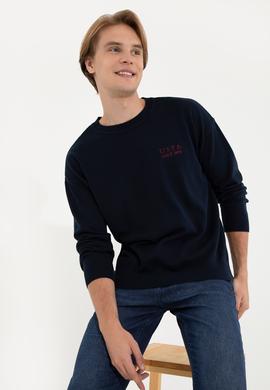 Erkek Lacivert Bisiklet Yaka Triko Kazak - 50258306006