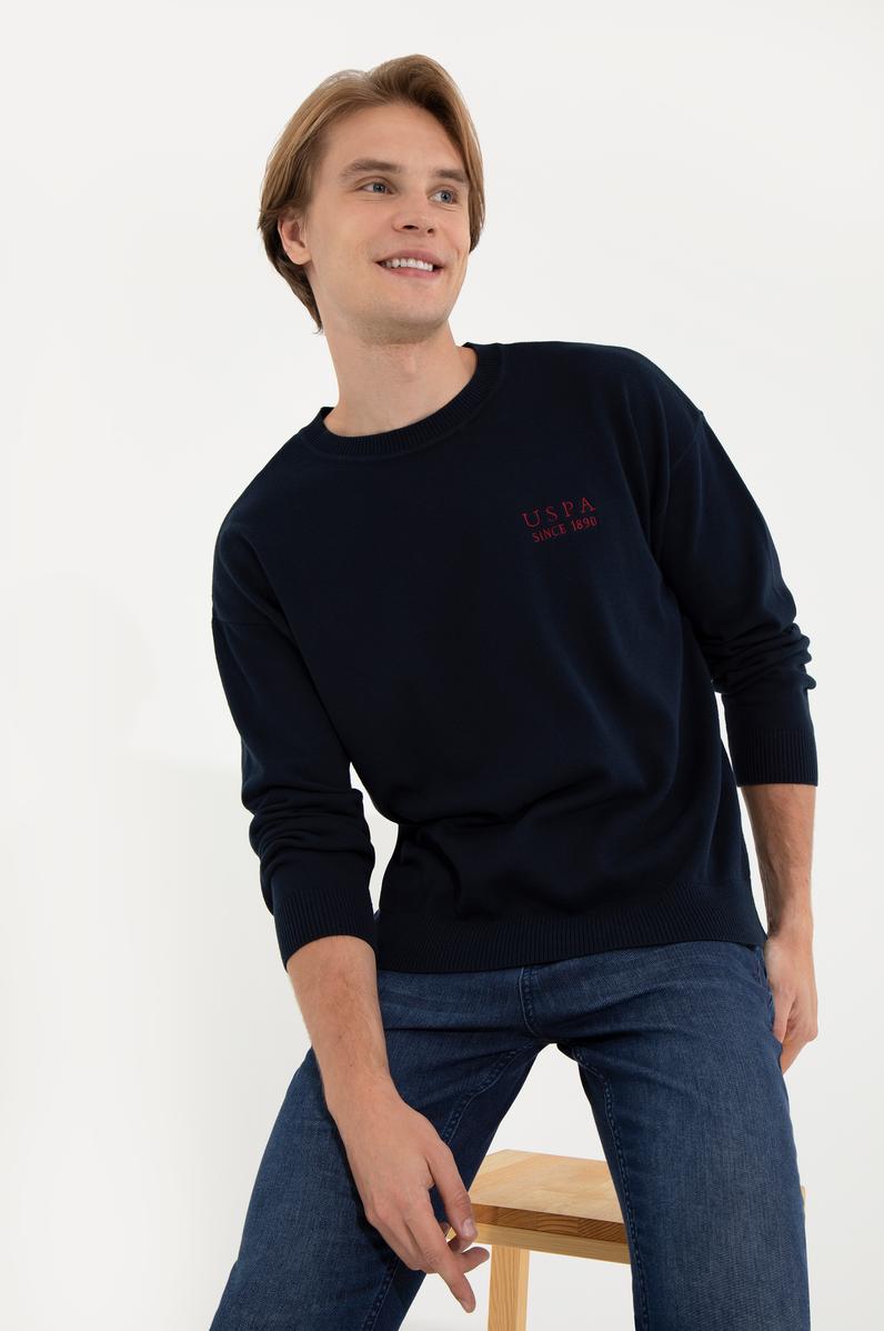 Erkek Lacivert Bisiklet Yaka Triko Kazak