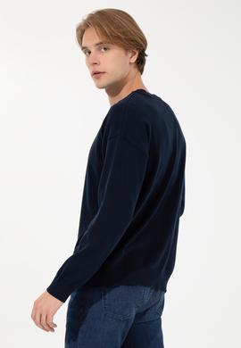 Erkek Lacivert Bisiklet Yaka Triko Kazak - 50258306006