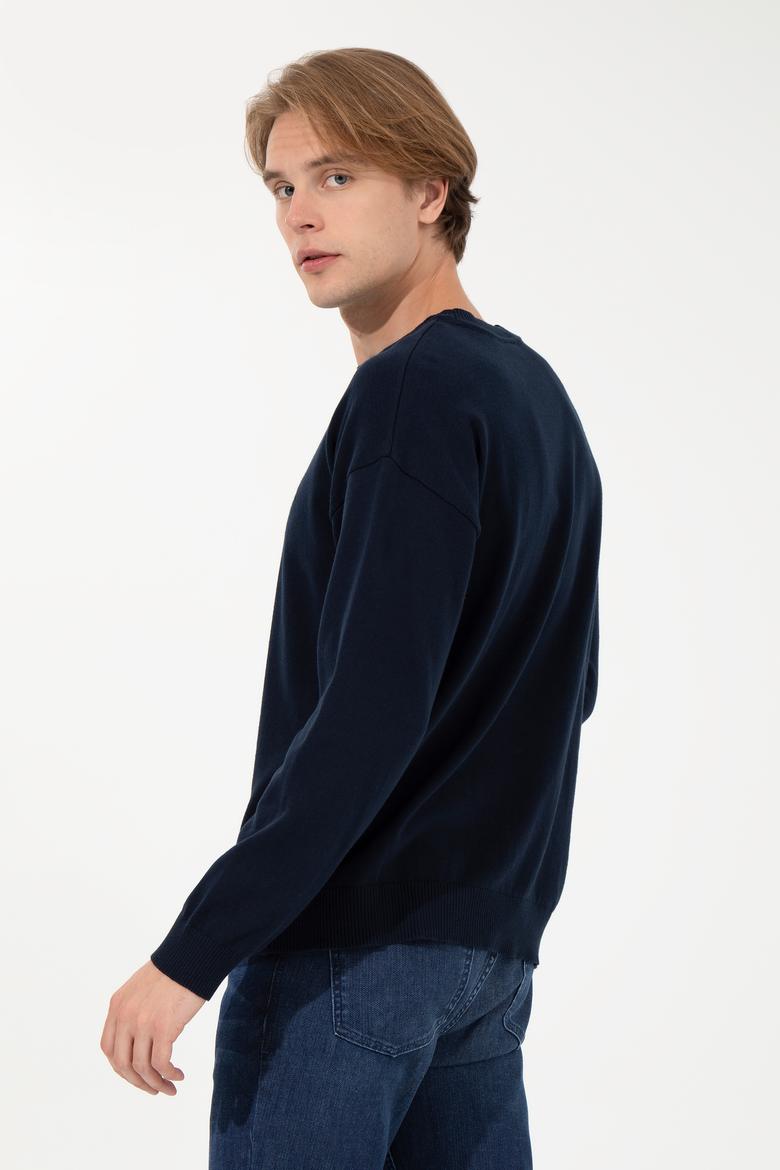 Erkek Lacivert Bisiklet Yaka Triko Kazak - 50258306006