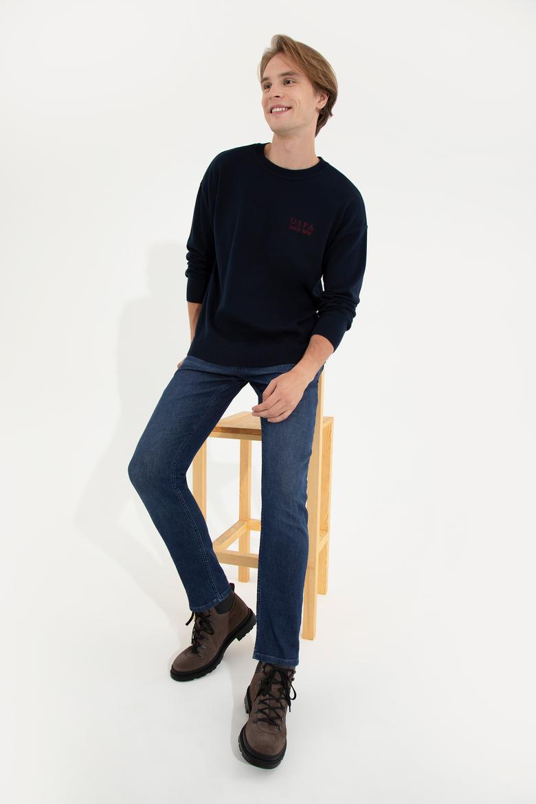 Erkek Lacivert Bisiklet Yaka Triko Kazak - 50258306006