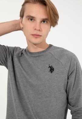 Erkek Antrasit Melanj Bisiklet Yaka Basic Sweatshirt - 50257289060