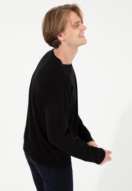 Erkek Siyah Bisiklet Yaka Triko Kazak - 50258306016