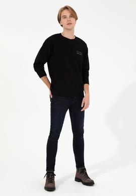 Erkek Siyah Bisiklet Yaka Triko Kazak - 50258306016