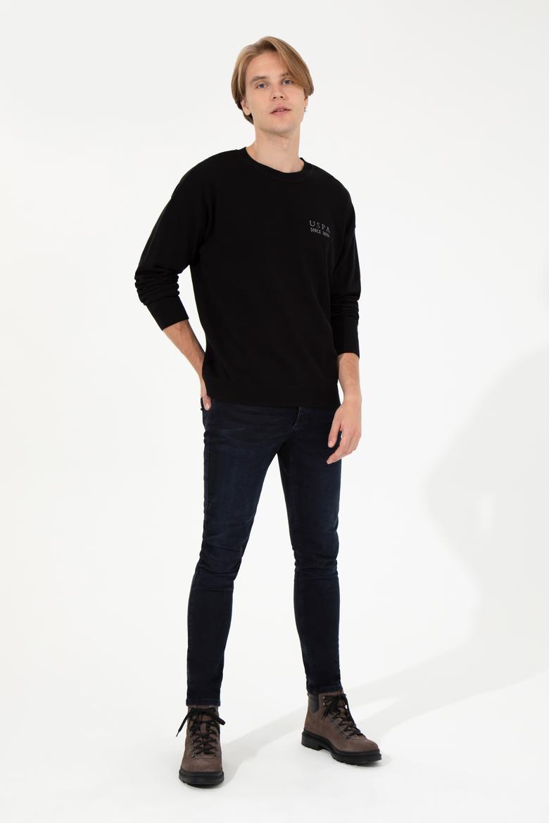 Erkek Siyah Bisiklet Yaka Triko Kazak - 50258306016