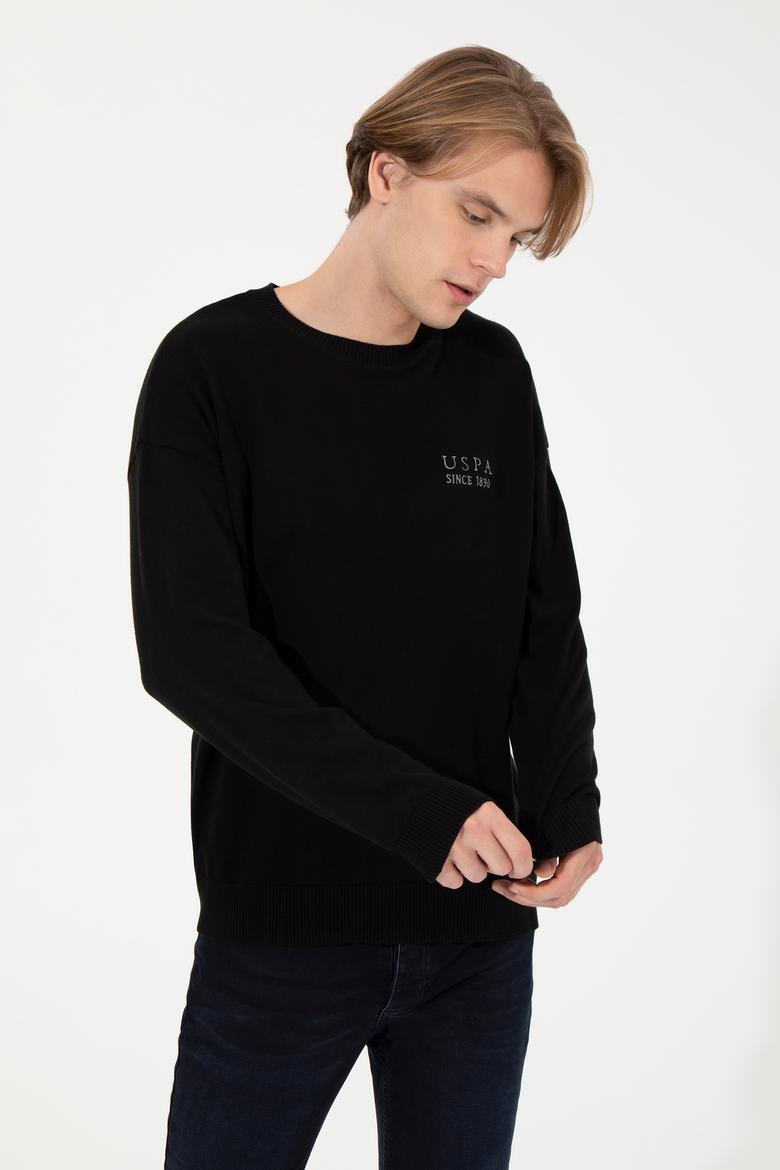 Erkek Siyah Bisiklet Yaka Triko Kazak