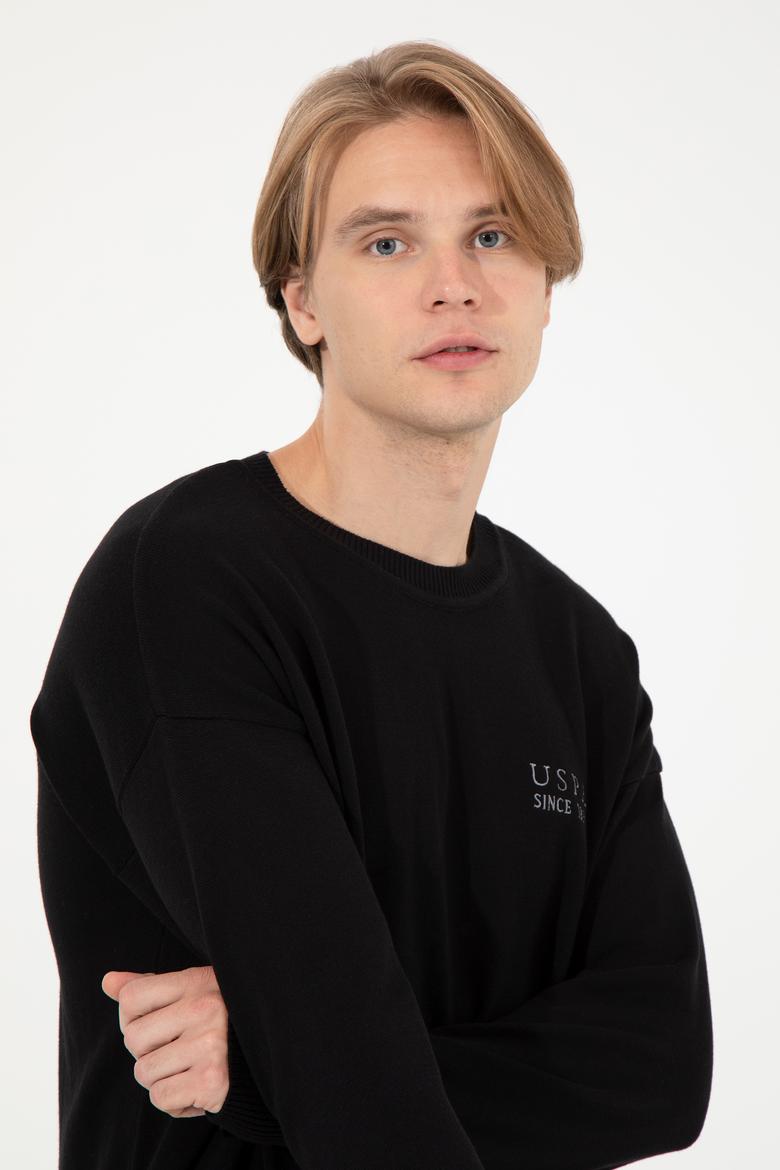 Erkek Siyah Bisiklet Yaka Triko Kazak - 50258306016