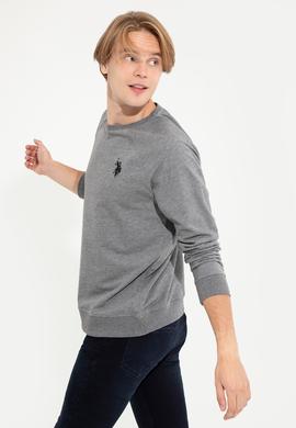 Erkek Antrasit Melanj Bisiklet Yaka Basic Sweatshirt - 50257289060