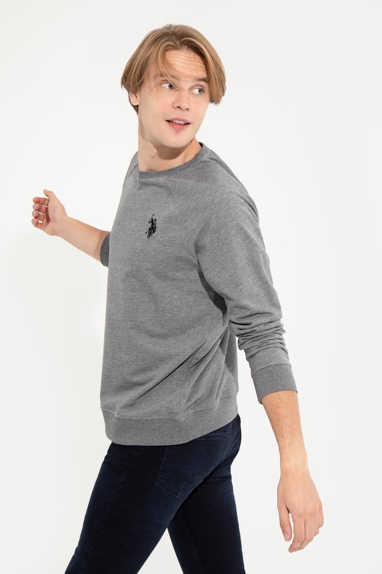Erkek Antrasit Melanj Bisiklet Yaka Basic Sweatshirt - 50257289060