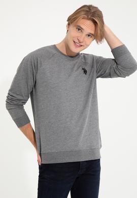 Erkek Antrasit Melanj Bisiklet Yaka Basic Sweatshirt - 50257289060