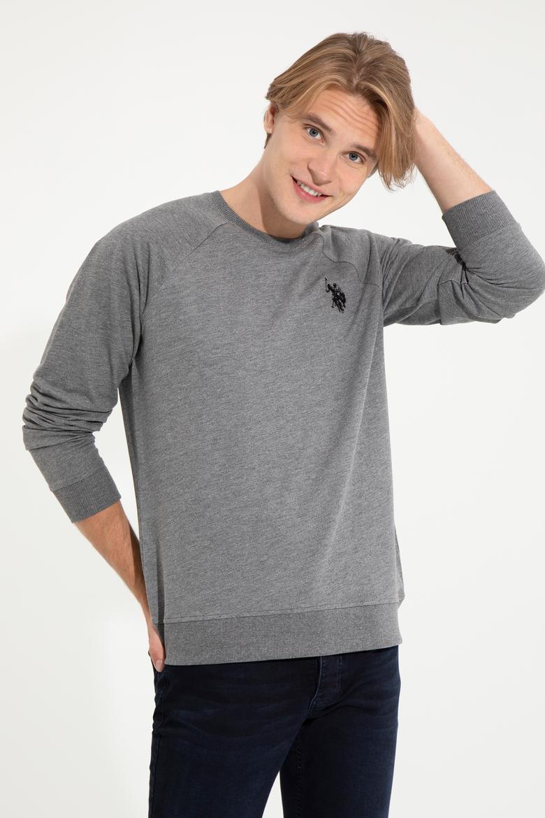 Erkek Antrasit Melanj Bisiklet Yaka Basic Sweatshirt - 50257289060