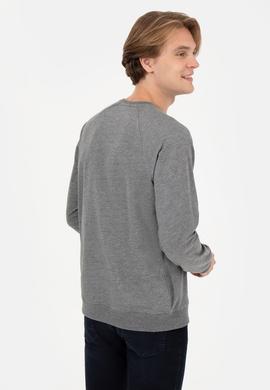 Erkek Antrasit Melanj Bisiklet Yaka Basic Sweatshirt - 50257289060