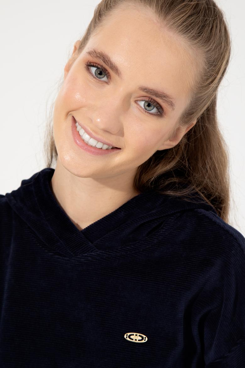 Kadın Lacivert Kapüşonlu Sweatshirt - 50261173005